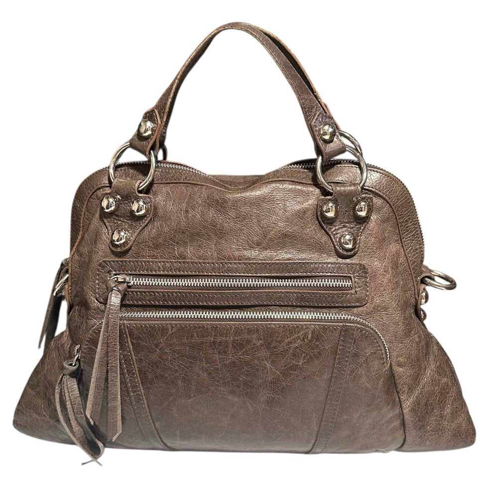 Classic Brown Leather Satchel Handbag